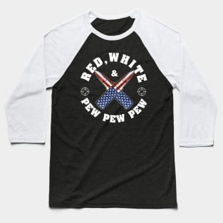 American Flag Bullet Red White And Pew Pew Pew Baseball T-Shirt